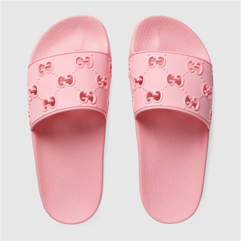 pink gucci rubber slides